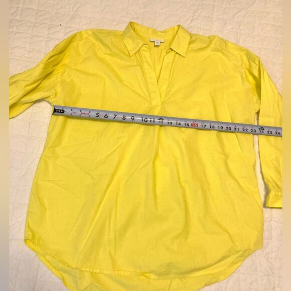J. Jill Cotton Modal Bright Yellow V-Neck Long Sleeve Tunic Blouse Size Large - Picture 8 of 9